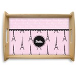 Paris & Eiffel Tower Natural Wooden Tray - Small (Personalized)
