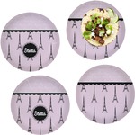 Paris & Eiffel Tower Set of 4 Glass Lunch / Dinner Plate 10" (Personalized)