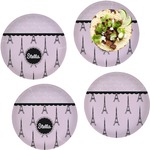 Paris & Eiffel Tower Set of 4 Glass Lunch / Dinner Plate 10" (Personalized)
