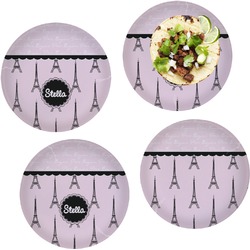 Paris & Eiffel Tower Set of 4 Glass Lunch / Dinner Plate 10" (Personalized)