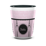 Paris & Eiffel Tower Ceramic Shot Glass - 1.5 oz - Two Tone - Set of 4 (Personalized)