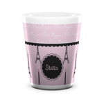 Paris & Eiffel Tower Ceramic Shot Glass - 1.5 oz - White - Set of 4 (Personalized)