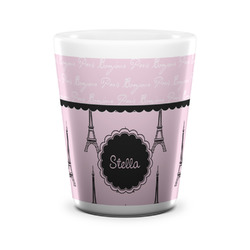 Paris & Eiffel Tower Ceramic Shot Glass - 1.5 oz - White - Single (Personalized)