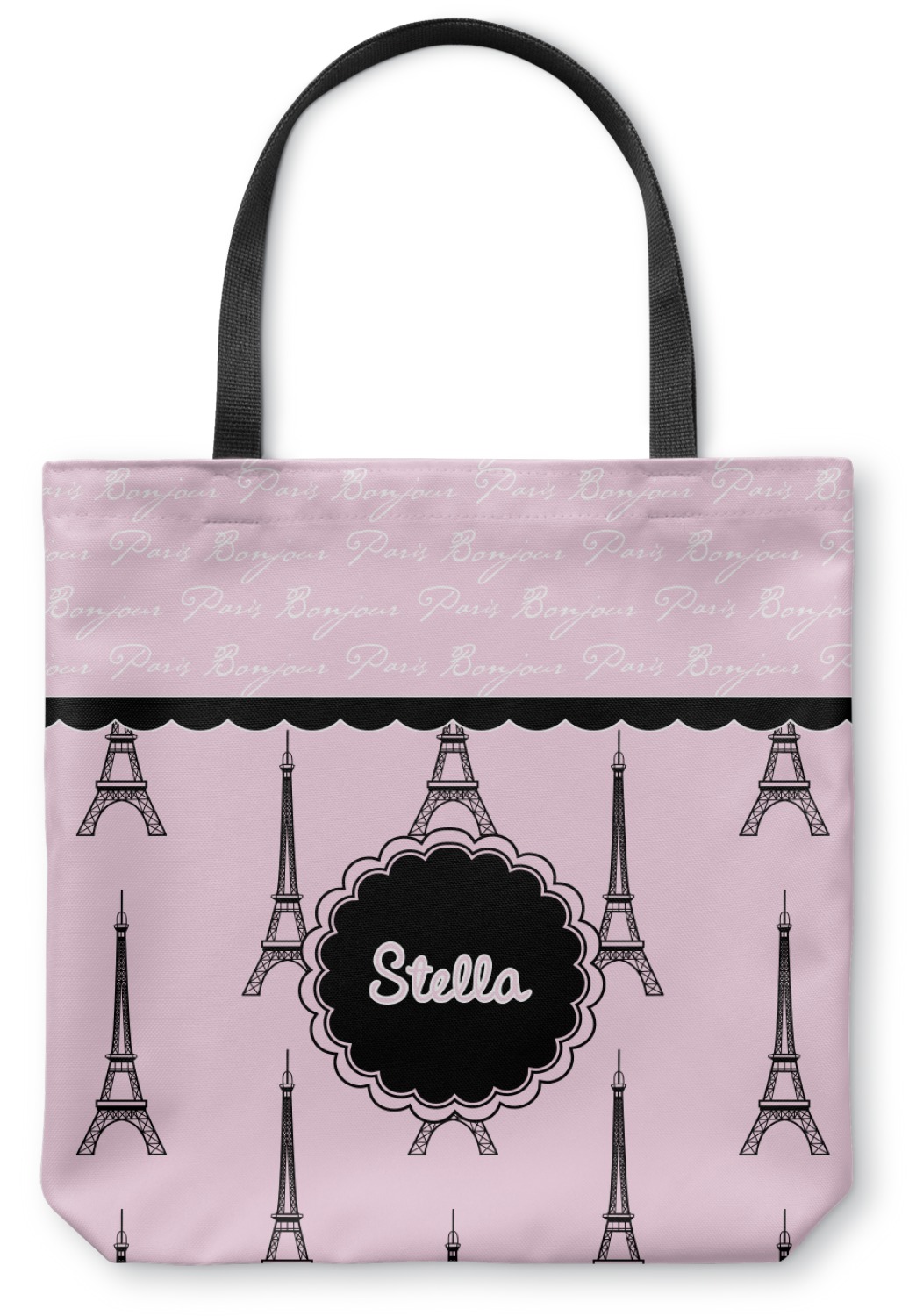 Paris & Eiffel Tower Canvas Tote Bag Large 18"x18" (Personalized