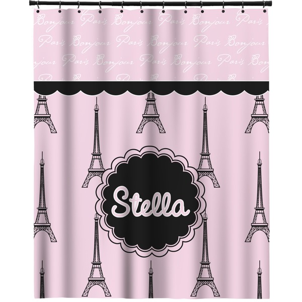 Custom Paris & Eiffel Tower Extra Long Shower Curtain - 70"x84" (Personalized)