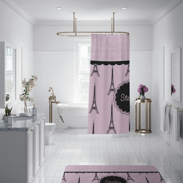 Paris & Eiffel Tower Shower Curtain - Custom Size