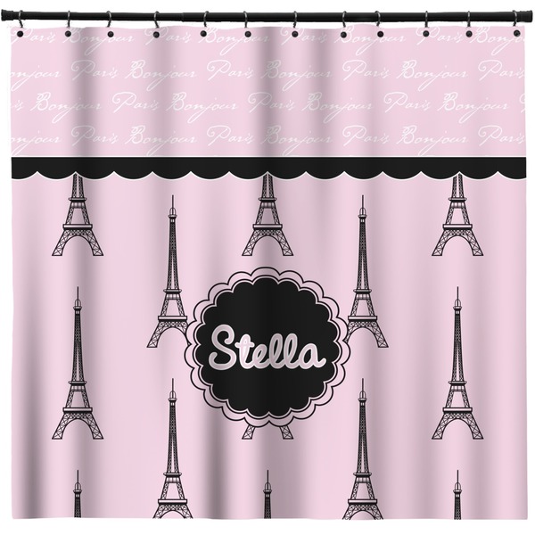 Custom Paris & Eiffel Tower Shower Curtain - 71" x 74" (Personalized)