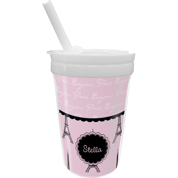 Custom Paris & Eiffel Tower Sippy Cup with Straw (Personalized)