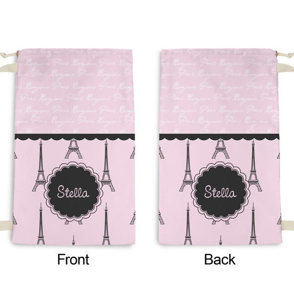 Paris & Eiffel Tower Small Laundry Bag - Front & Back View