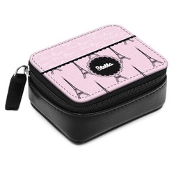 Paris & Eiffel Tower Small Leatherette Travel Pill Case (Personalized)