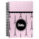 Paris & Eiffel Tower Spiral Notebook - 7x10 w/ Name or Text