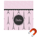 Paris & Eiffel Tower Square Car Magnet - 6" (Personalized)