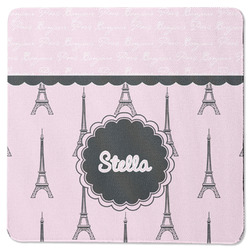 Paris & Eiffel Tower Square Rubber Backed Coaster (Personalized)
