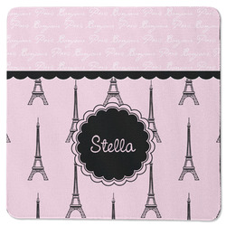 Paris & Eiffel Tower Square Rubber Backed Coaster (Personalized)
