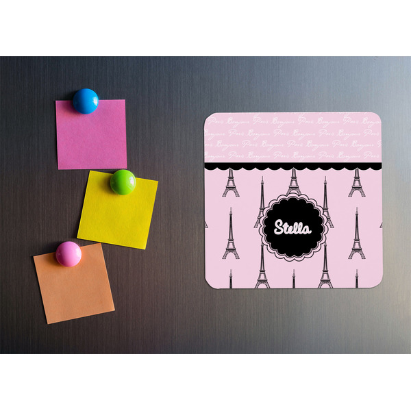 Paris & Eiffel Tower Square Fridge Magnet - LIFESTYLE