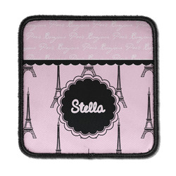 Paris & Eiffel Tower Iron On Square Patch w/ Name or Text
