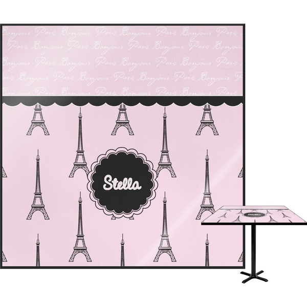 Custom Paris & Eiffel Tower Square Table Top - 24" (Personalized)