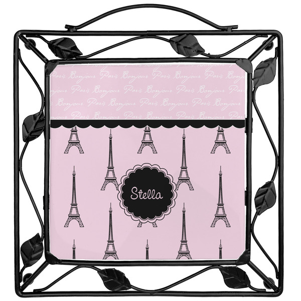 Custom Paris & Eiffel Tower Square Trivet (Personalized)