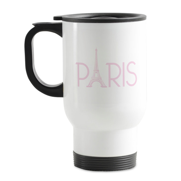 Custom Paris & Eiffel Tower Stainless Steel Travel Mug with Handle