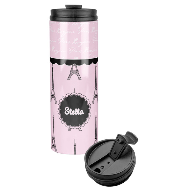 Custom Paris & Eiffel Tower Stainless Steel Skinny Tumbler (Personalized)