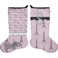Paris & Eiffel Tower Holiday Stocking - Double-Sided - Neoprene (Personalized)