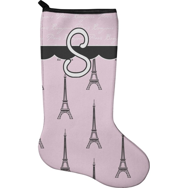 Custom Paris & Eiffel Tower Holiday Stocking - Neoprene (Personalized)