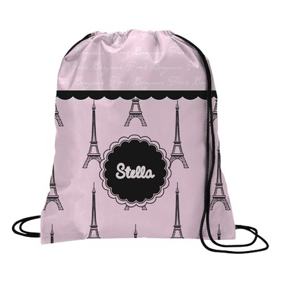 Paris & Eiffel Tower Drawstring Backpack - Large (Personalized)