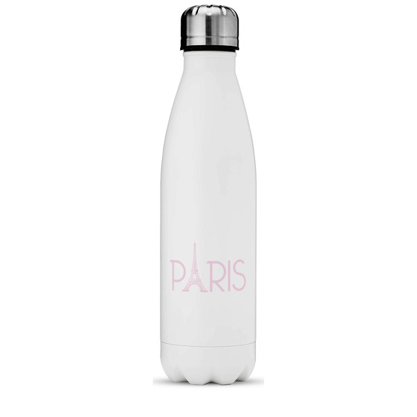 Custom Paris & Eiffel Tower Water Bottle - 17 oz. - Stainless Steel - Full Color Printing