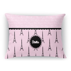 Paris & Eiffel Tower Rectangular Throw Pillow Case (Personalized)