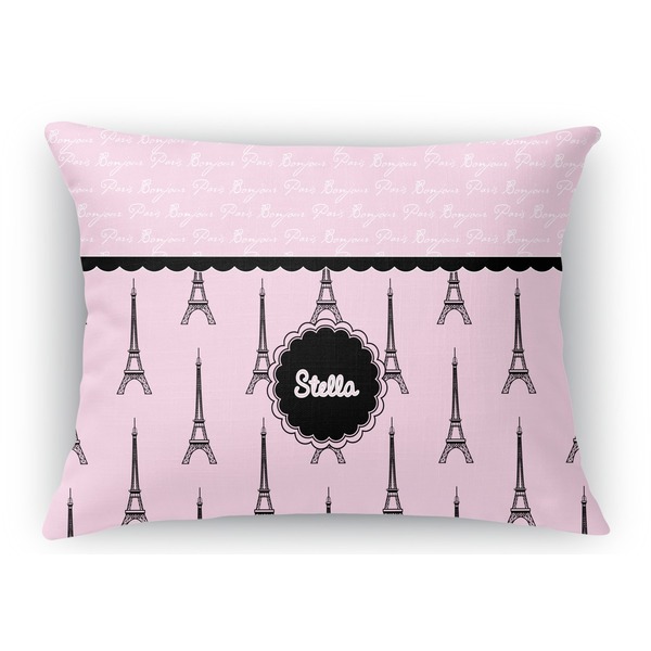 Custom Paris & Eiffel Tower Rectangular Throw Pillow Case (Personalized)