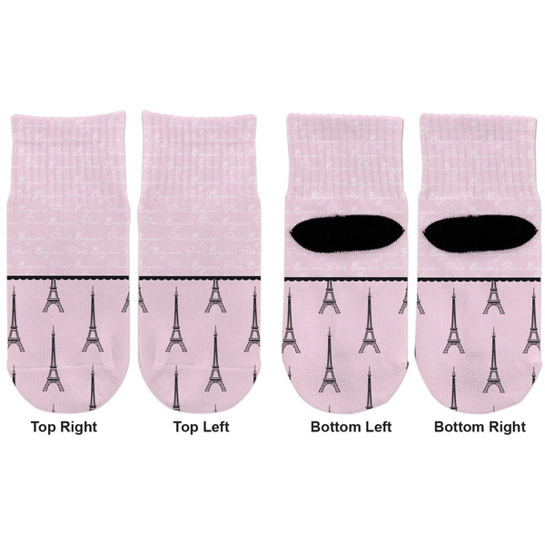 Paris & Eiffel Tower Toddler Ankle Socks - Double Pair - Front and Back - Apvl