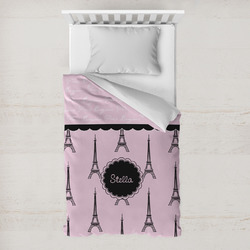 Paris & Eiffel Tower Toddler Duvet Cover w/ Name or Text