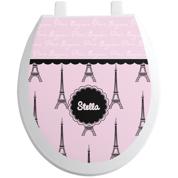 Custom Paris & Eiffel Tower Toilet Seat Decal (Personalized)