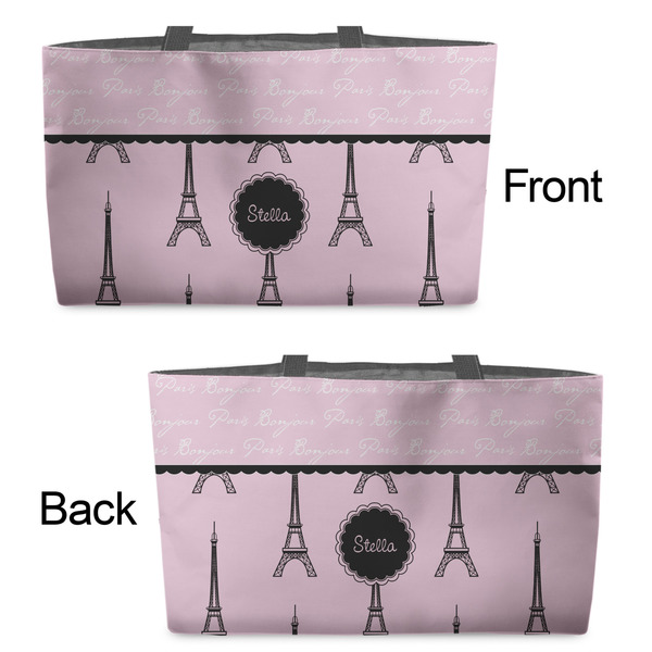 Paris & Eiffel Tower Tote w/Black Handles - Front & Back Views