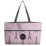 Paris & Eiffel Tower Beach Totes Bag - w/ Black Handles (Personalized)