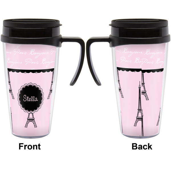 Paris & Eiffel Tower Travel Mug with Black Handle - Approval