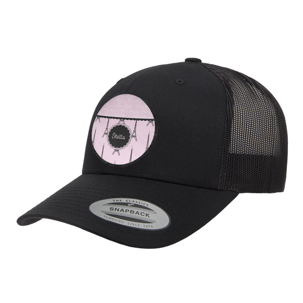 Custom Paris & Eiffel Tower Trucker Hat - Black (Personalized)