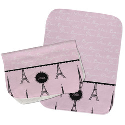 Paris & Eiffel Tower Burp Cloths - Fleece - Set of 2 w/ Name or Text
