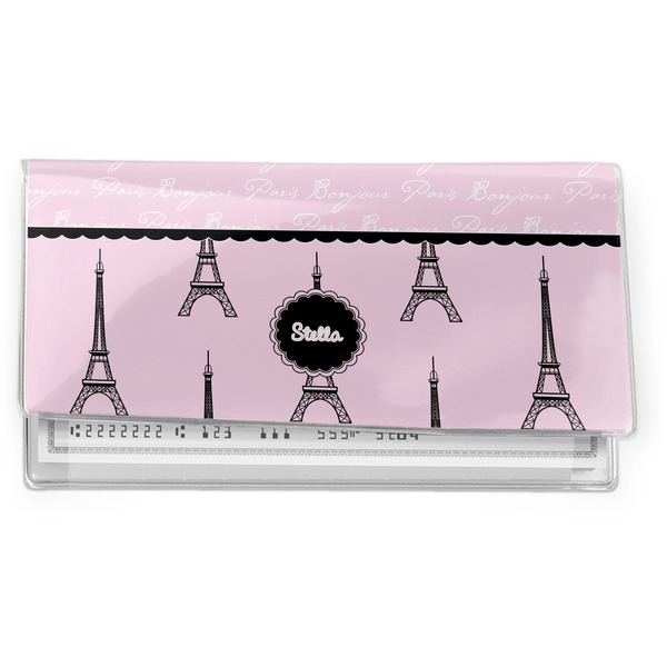 Custom Paris & Eiffel Tower Vinyl Checkbook Cover (Personalized)