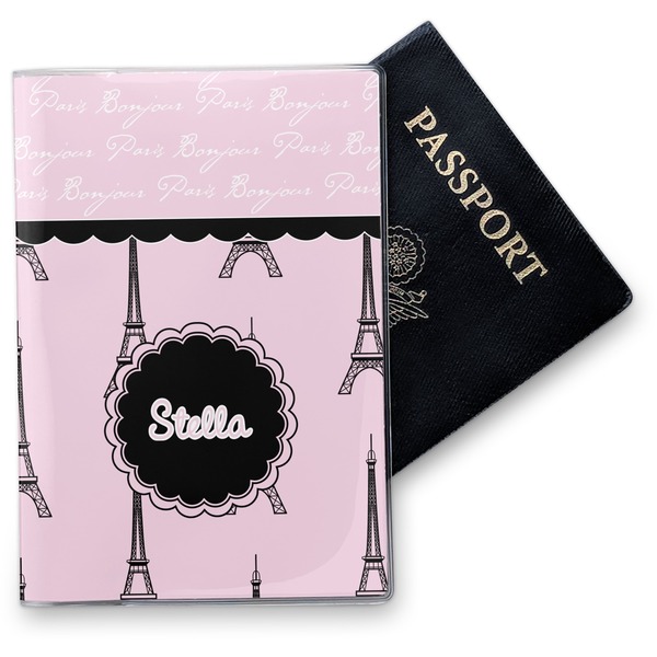 Custom Paris & Eiffel Tower Vinyl Passport Holder (Personalized)