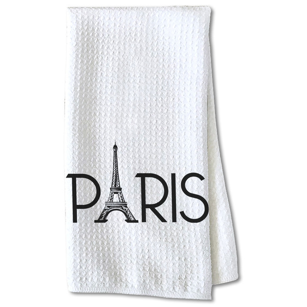 Custom Paris & Eiffel Tower Kitchen Towel - Waffle Weave - Partial Print