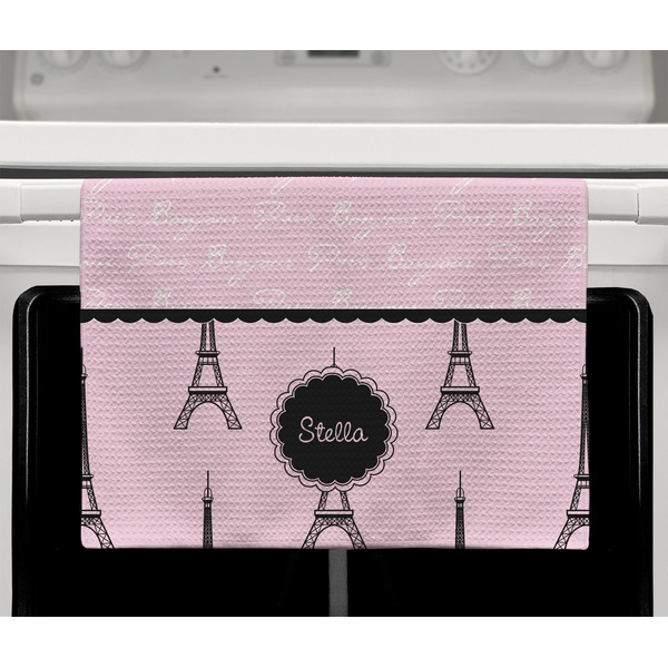 Paris & Eiffel Tower Waffle Weave Towel - Full Color Print - Lifestyle2 Image