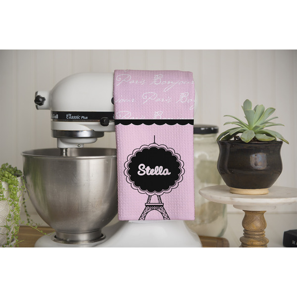 Paris & Eiffel Tower Waffle Weave Towel - Full Color Print - Lifestyle Image