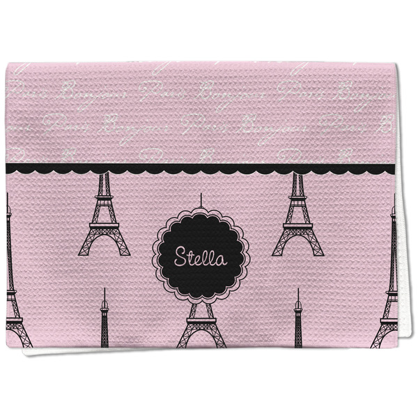Custom Paris & Eiffel Tower Kitchen Towel - Waffle Weave - Full Color Print (Personalized)