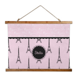 Paris & Eiffel Tower Wall Hanging Tapestry - Wide (Personalized)