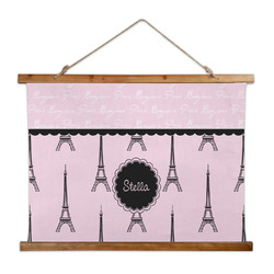 Paris & Eiffel Tower Wall Hanging Tapestry - Wide (Personalized)