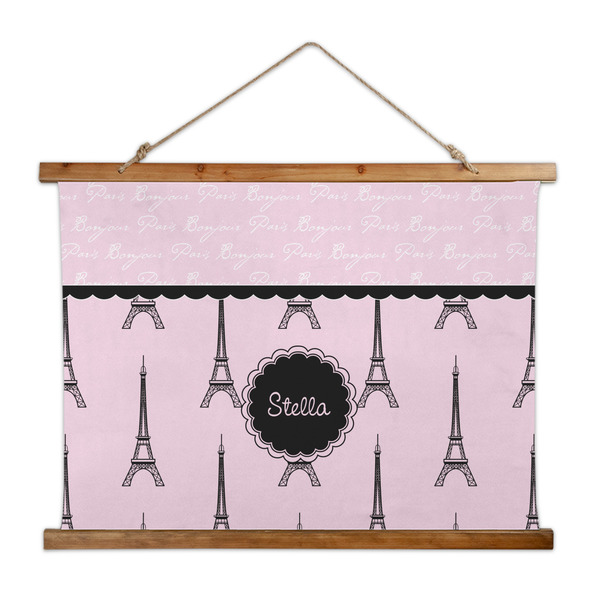 Custom Paris & Eiffel Tower Wall Hanging Tapestry - Wide (Personalized)
