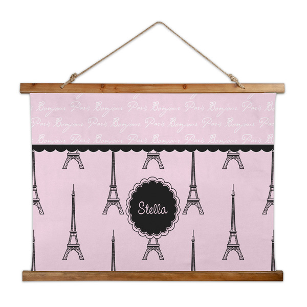 Custom Paris & Eiffel Tower Wall Hanging Tapestry - Wide (Personalized)