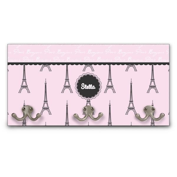 Custom Paris & Eiffel Tower Wall Mounted Coat Rack (Personalized)