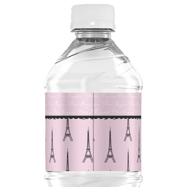 Paris & Eiffel Tower Water Bottle Label - Back View